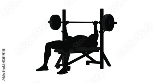 Athlete performing a bench press exercise in a stark black silhouette