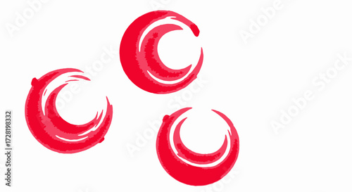 Abstract Red Brushstroke Circles Artistic Graphic Elements for Creative Designs and Visual Projects