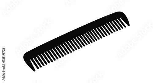 A simple black comb isolated on a white background silhouette