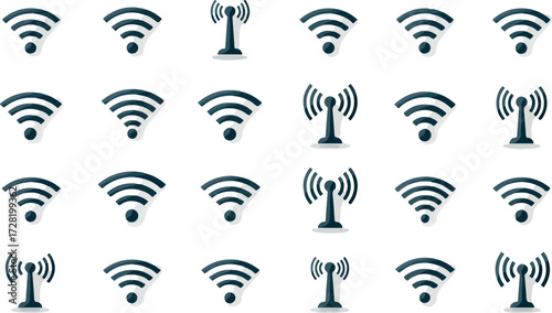 Wireless network icons arranged in a repeating pattern for connectivity.