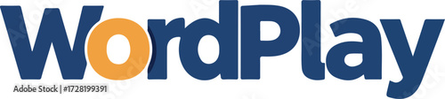 WordPlay logo design with orange letter O in the middle.