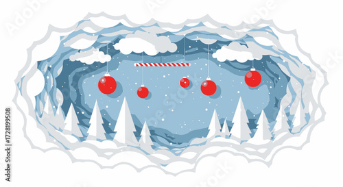 Christmas Celebration in a Snowy Wonderland Festive Ornaments and Winter Landscape