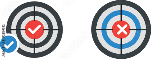 Target icons with check marks and cross marks for accuracy and success.