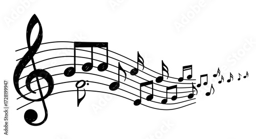 Musical Notes in Motion A Graphic Depiction of Melodic Movement and Composition in Black and White