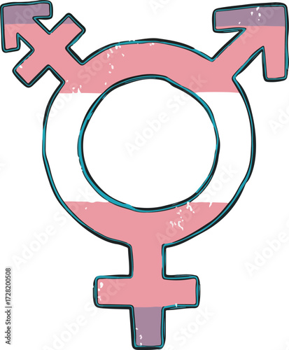 Transgender symbol with pink and white colors representing identity and pride.