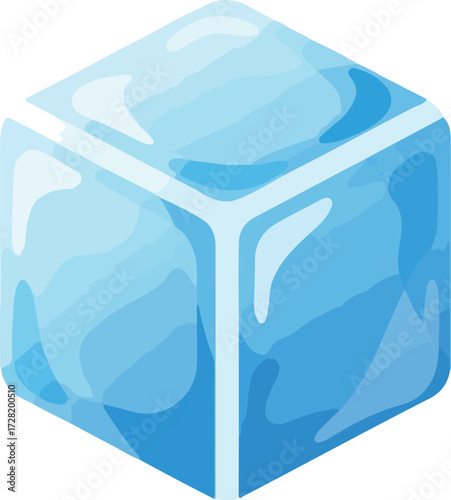 Transparent ice cube illustration perfect for refreshing beverages and drinks.