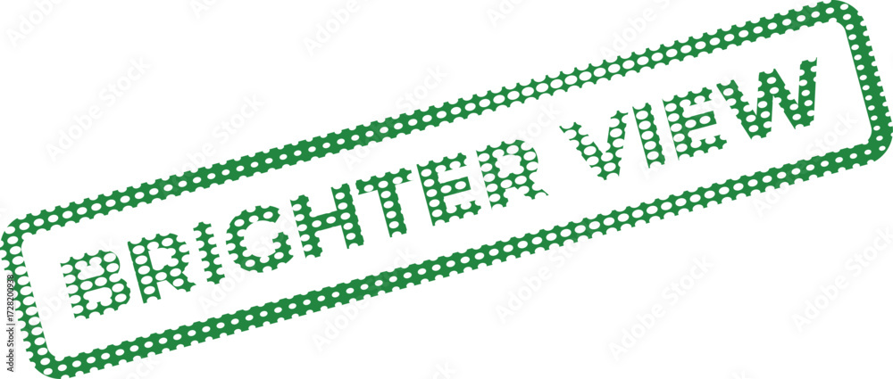 Obraz premium Green dotted rectangular seal displays brighter view text on a transparent background