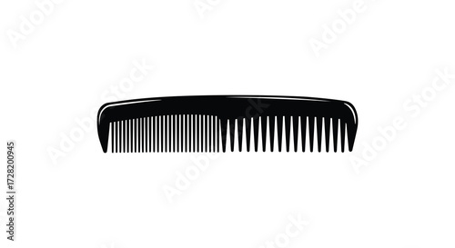 A simple black comb isolated on a white background silhouette