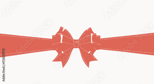 Elegant Red Ribbon Bow A Festive Graphic Element for Gifts and Celebrations, Isolated on White