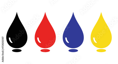 Ink Drop Colors CMYK Representation. Perfect for Printing, Graphic Design, and Creative Projects
