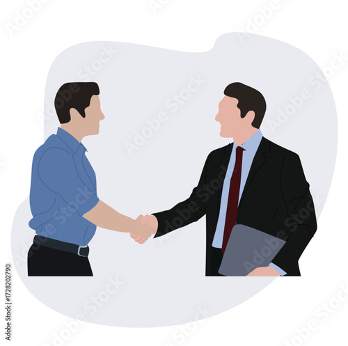 businessmen shaking hands.  Two male businessmen shake hands,