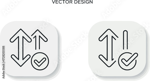 Up and Down Arrows with Checkmark Icons on White Background.