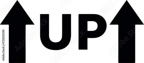 Upward Arrows and Text Composition Representing Direction and Movement.