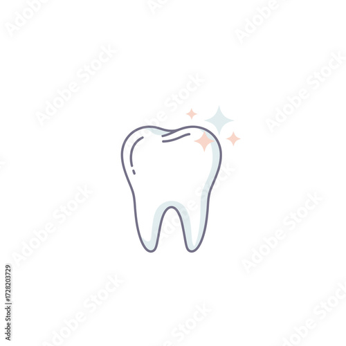Clean White Tooth Icon Healthy Dental Care Oral Hygiene Illustration