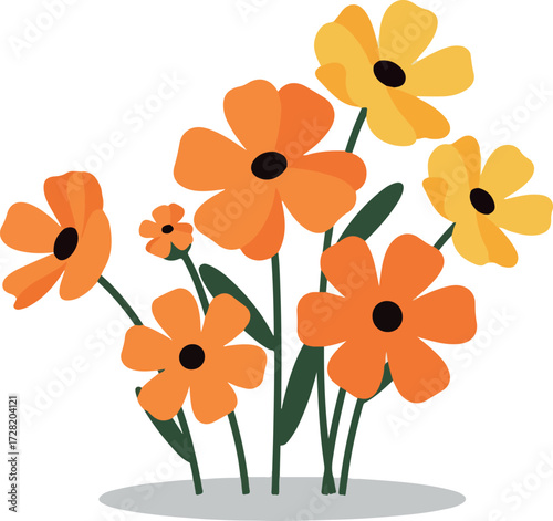 Vibrant orange and yellow flowers blooming in a garden a beautiful floral arrangement.