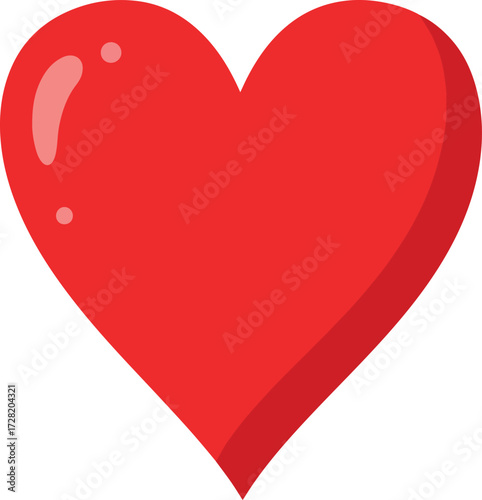 Vibrant red heart illustration representing love and affection perfect for romantic designs.