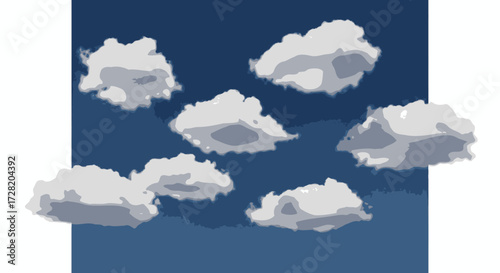 Fluffy white cumulus clouds drift serenely across a vast, clear blue sky, evoking feelings of freedom and open possibility