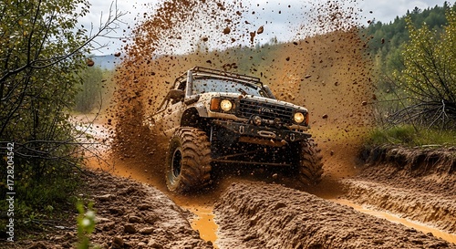 Muddy Off-Road Vehicle Adventure.