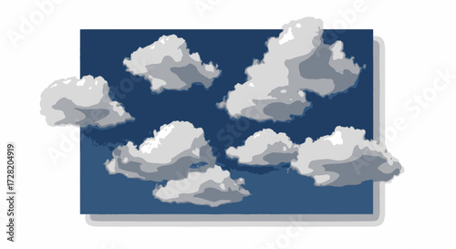 Fluffy white cumulus clouds drift serenely across a vibrant blue sky, inspiring dreams and boundless possibilities