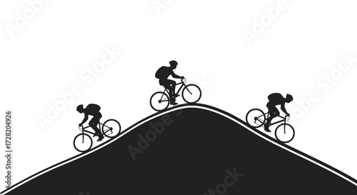 Dynamic cyclists conquer challenging terrain, showcasing endurance and the thrill of the ride against a clean, modern backdrop