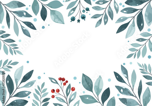 Watercolor leaves frame elegant design for greeting cards and invitations.
