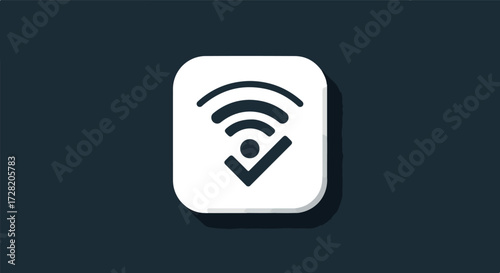 WiFi icon with checkmark signifies connected network access and availability.