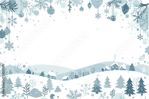 Winter wonderland scene with snow covered hills and trees 1.