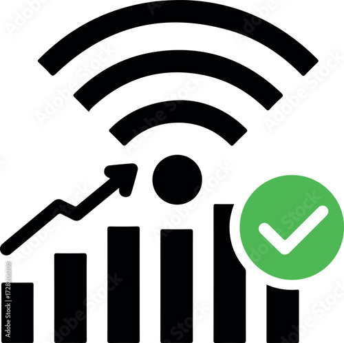 Wireless network signal strength with increasing connection and confirmation.