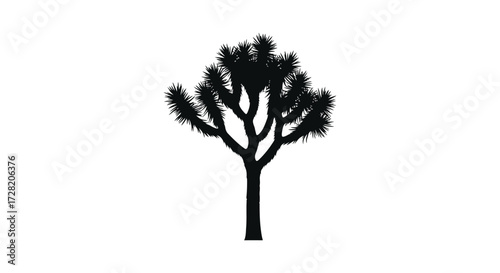 A striking black tree form against a white background silhouette