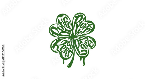 Express your Irish spirit with a vibrant green clover design featuring dripping ink text for a unique, artistic flair.