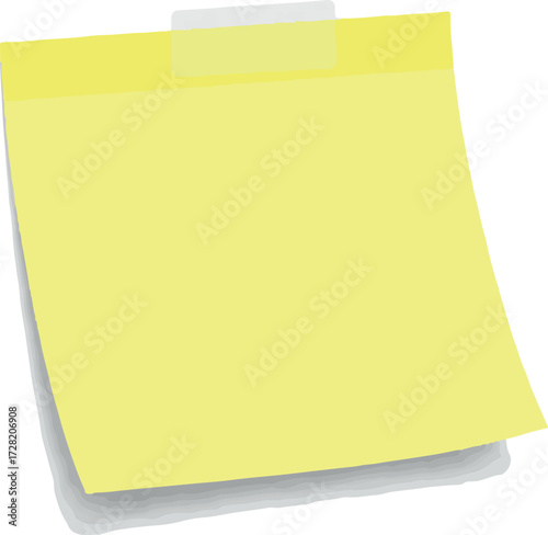 Yellow sticky note with tape for reminders and important messages.