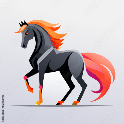 vector illustration of a black horse