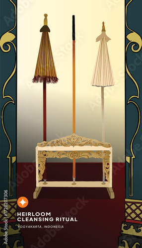 Flat Design Illustration of Yogyakartas Heirloom Purification Rituals