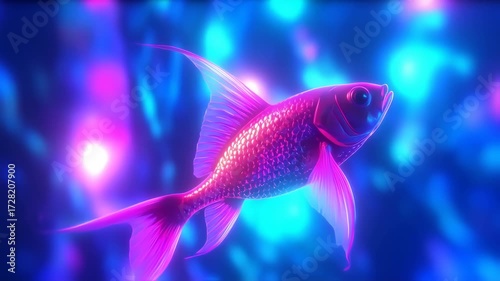 Neon fish in vibrant colors
