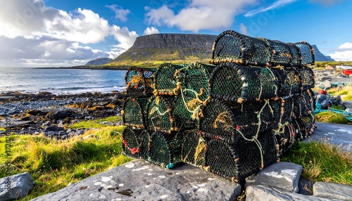Coastal landscape with fishing traps