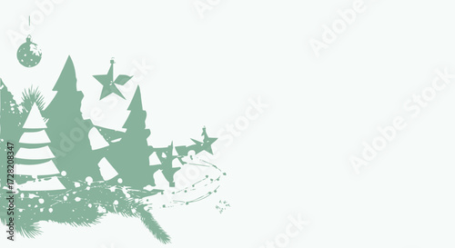 Festive winter wonderland background with charming evergreen trees, twinkling lights, and elegant stars, perfect for holiday celebrations and greeting cards