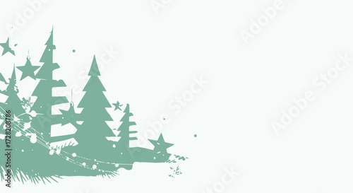 Elegant Christmas trees with hanging stars and festive lights create a beautiful holiday atmosphere for seasonal projects