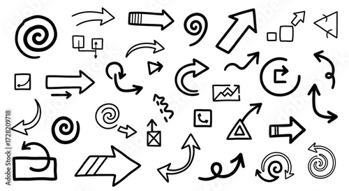 Hand-drawn arrow icons for business and design, perfect for marketing, web design, and branding projects, dynamic and versatile