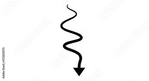Dynamic black arrow pointing downwards, perfect for website design, business presentations, or stylish marketing campaigns
