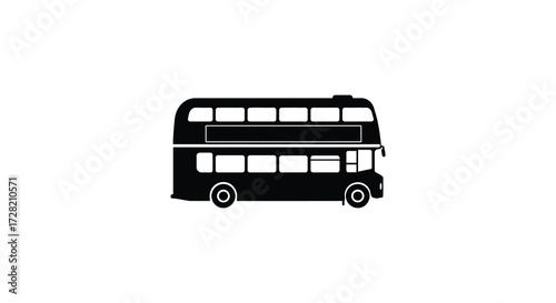 A classic black double decker bus illustration minimalistic design silhouette