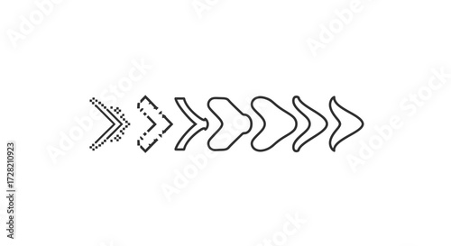 Dynamic progression concept with multiple arrow styles for design, UI, and forward-thinking ideas, on a white background