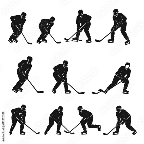 Ice hockey players in various poses