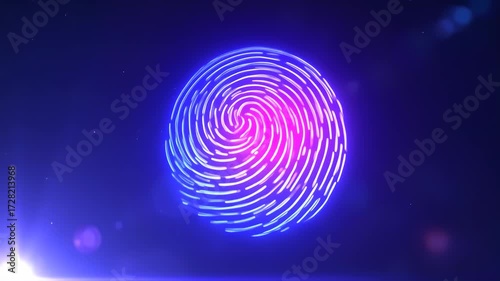 Abstract swirling neon design on a dark blue background