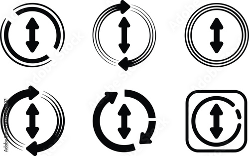 Set of Vertical Resize and Rotation Icons with Arrows