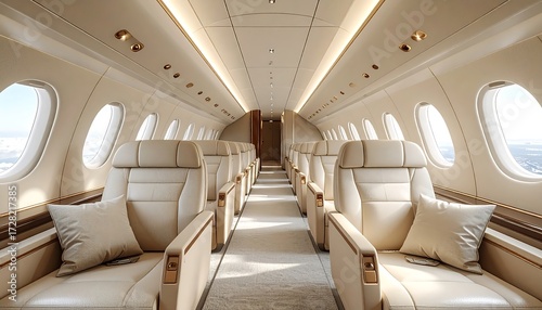 Luxurious private jet cabin interior