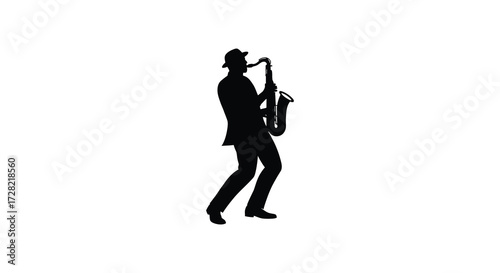 A jazz musician passionately playing the saxophone a striking silhouette