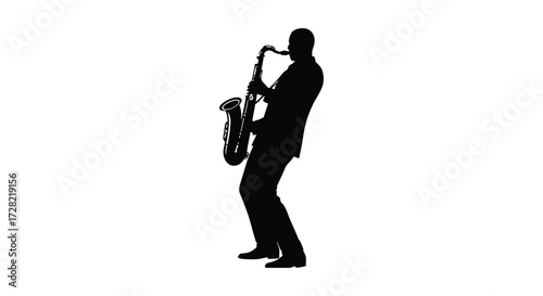 A musician playing a saxophone with dynamic energy a striking silhouette