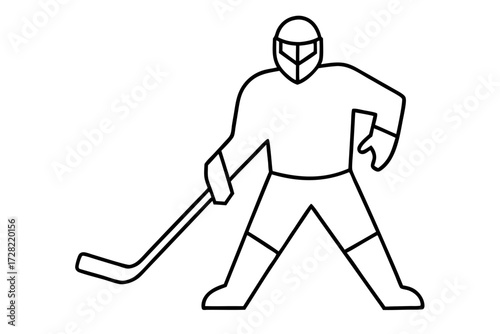 line art Hockey goalie silhouette illustration isolated on white background