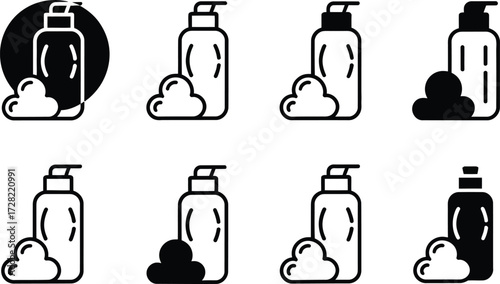 Foaming Dispenser Icons: Various Styles and Fill Options