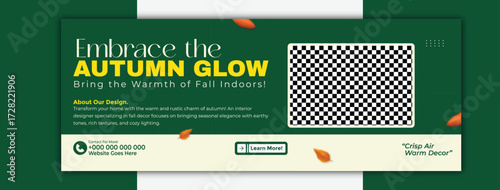 Embrace the autumn glow banner design for social media isolated on white background